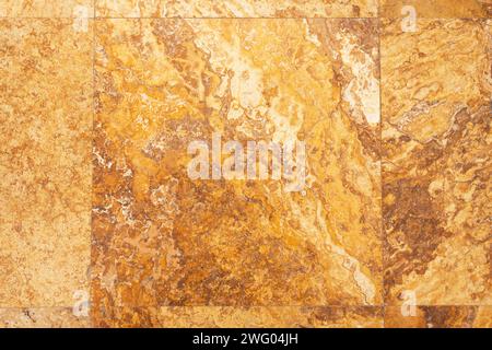 Detailed Natural Polished Brown Yellow Marble Texture. Real Natural Marble Stone, Surface Background. Breccia Marble Tiles For Ceramic Wall And Floor Stock Photo