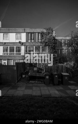 A maisonette on Hinksey Path SE2, part of the Lesnes Estate in Thamesmead, a brutalist estate built in 1967, due to be demolished and redeveloped. Stock Photo