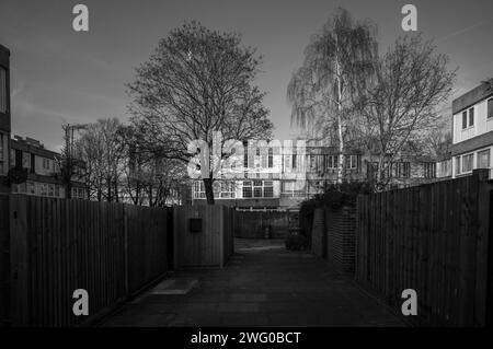 A maisonette on Hinksey Path SE2, part of the Lesnes Estate in Thamesmead, a brutalist estate built in 1967, due to be demolished and redeveloped. Stock Photo