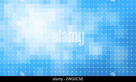 Abstract grid background of rounded bright light blue squares with color gradient. High resolution full frame abstract vibrant background in blue hues Stock Photo