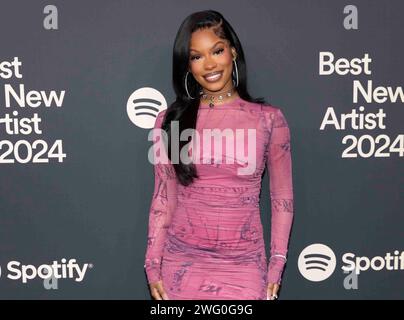 Monaleo attends the arrivals of Spotify’s 2024 Best New Artist Party at Paramount Studios in Los Angeles, CA on February 1, 2024. (Photo by Corine Solberg/SipaUSA) Stock Photo