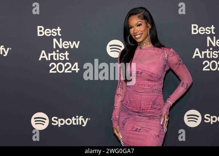 Monaleo attends the arrivals of Spotify’s 2024 Best New Artist Party at Paramount Studios in Los Angeles, CA on February 1, 2024. (Photo by Corine Solberg/SipaUSA) Stock Photo