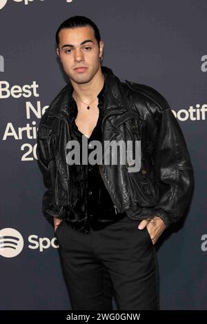 Los Angeles, USA. 01st Feb, 2024. Mergui attends the arrivals of Spotify's 2024 Best New Artist Party at Paramount Studios in Los Angeles, CA on February 1, 2024. (Photo by Corine Solberg/SipaUSA) Credit: Sipa USA/Alamy Live News Stock Photo