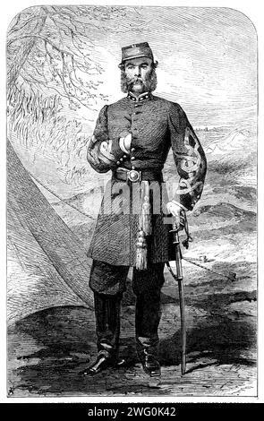 The Civil War in America: Colonel of 4th Regiment European Brigade of the Confederate Army - from a photograph, 1862. From &quot;Illustrated London News&quot;, 1862. Stock Photo