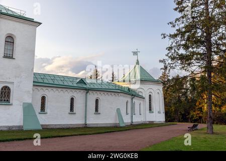 Exterior of Ratnaya Palata in Tsarskoye Selo, Russia. The building was erected in 1913 to resemble an Old Russian fort and contain a museum of Russian Stock Photo