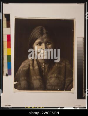 The daughter of the desert-Navaho, c1904. Head-and-shoulders portrait of a Navajo woman, facing front. Stock Photo