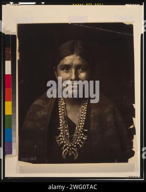 A Navaho woman, c1904. Head-and-shoulders portrait of a Navajo woman, facing front. Stock Photo