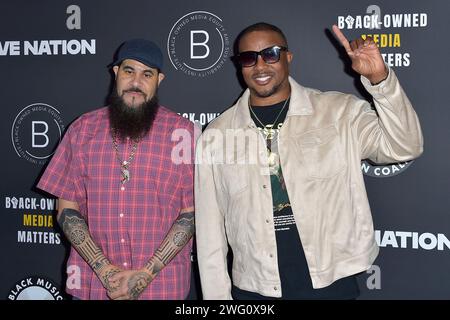 Grouchy Greg Watkins und Shawn Holiday beim 'Economic Justice Summit' der Black Music Action Coalition bei Live Nation. Beverly Hills, 01.02.2024 Stock Photo