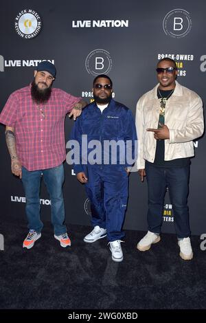 Grouchy Greg Watkins, Willie 'Prophet' Stiggers und Shawn Holiday beim 'Economic Justice Summit' der Black Music Action Coalition bei Live Nation. Beverly Hills, 01.02.2024 Stock Photo