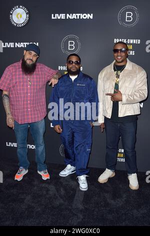 Grouchy Greg Watkins, Willie 'Prophet' Stiggers und Shawn Holiday beim 'Economic Justice Summit' der Black Music Action Coalition bei Live Nation. Beverly Hills, 01.02.2024 Stock Photo