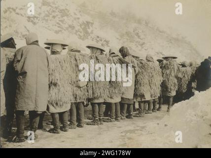 Japanese coolies in winter costume, c1904. Stock Photo