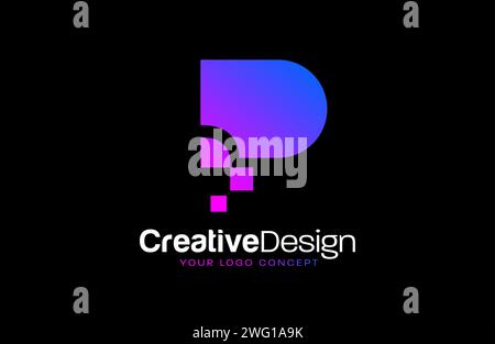 Pixel Concept P letter logo design with red and blue colors and modern look Vector Illustration. Stock Vector