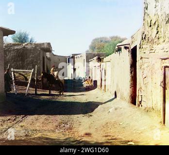 Street in old Samarkand, between 1905 and 1915. Stock Photo