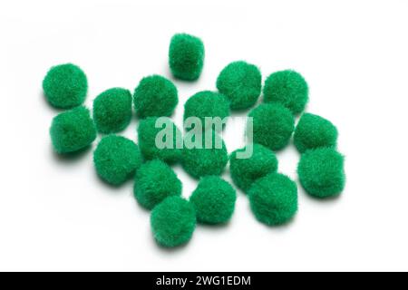 small fluffy green balls isolated on white background Stock Photo