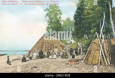 Fishing camp on Lake Baikal, 1904-1917. National Library of Russia Stock Photo