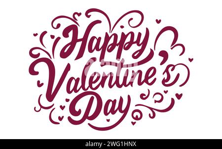 Happy Valentines Day hand lettering for postcard, print, typography poster, invitation. Stock Vector