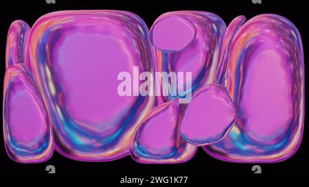 3D holographic spheres inflating, creating a mesmerizing and futuristic visual effect. Stock Photo