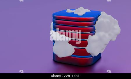 A 3D interpretation of a server and cloud, symbolizing the integration of physical and virtual data storage Stock Photo