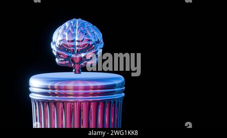 3D holographic brain with various colors and an intriguing image, creating a captivating and dynamic visual representation. Stock Photo