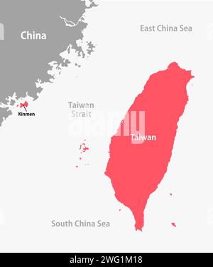 Taiwan and Taiwan Strait map illustration Stock Vector