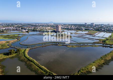 Aerial view of 52 jia Wetland in Yilan county, Taiwan Stock Photo