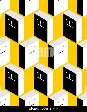 Rectangle with face pattern seamless. Peace and Constancy background Stock Vector