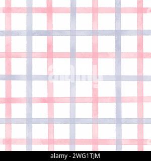 Hand painted pastel coloured watercolour plaid design background Stock Vector