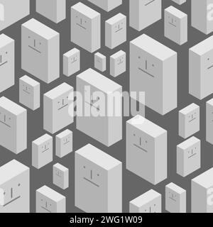 Rectangle with face pattern seamless. Peace and Constancy background Stock Vector