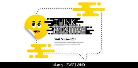 Surprised face sticker on frame box. Chat speech bubble. Think and Speak cloud. Yellow cartoon face tag icon. Vector Stock Vector