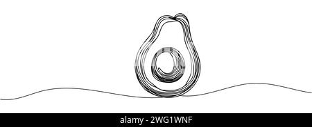 Continuous line of avocado. Vector illustration on white background Stock Vector