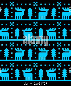Deer ethnographic pattern seamless. Elk ethnographical background. texture Northern peoples and cultures Stock Vector
