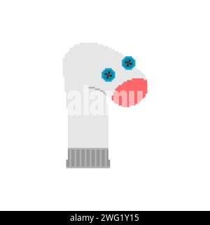 Sock doll pixel art. Socks puppet show 8 bit Stock Vector