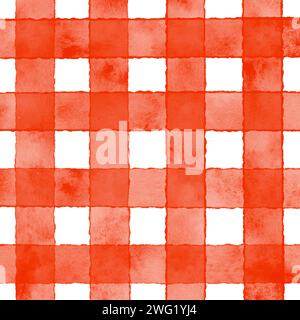 Hand painted watercolour red checked pattern background Stock Vector