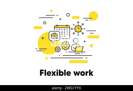 Flexible job line icon. Hire employee concept illustration. Job recruitment. Work schedule timetable. Vector Stock Vector