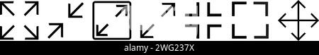 Full screen icons set. Fullscreen button sign.  Stock Vector
