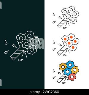 "Bouquet Toss Vector Icon Design" Stock Vector