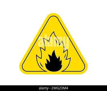 Gas yellow triangle sign. Flammable danger symbol isolated on white ...