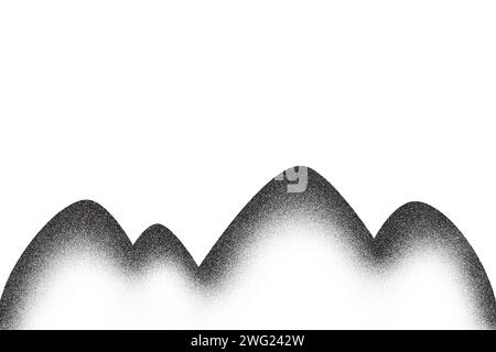 Dotwork mountain pattern background. Black noise stipple dots. Dotted vector Stock Vector