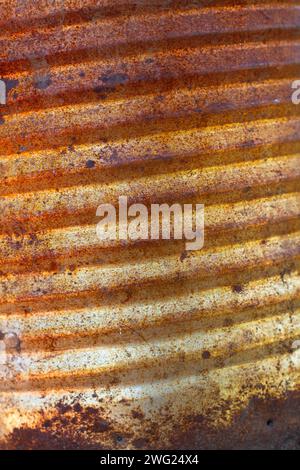 A rusty corrugated metal in a close up view Stock Photo