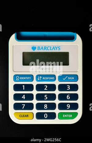 Barclays Pinsentry card reader device on black Stock Photo