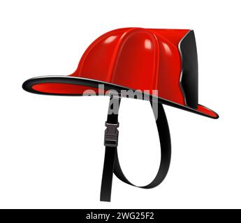 Firefighter Helmet or Fireman Hat isolated on white background. Realistic 3d vector illustration isolated on white background. Firefighter gear, red h Stock Vector