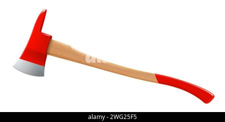 Firefighters axe isolated on a white background. Fireman's hatchet in realistic style. Vector 3d illustration Stock Vector