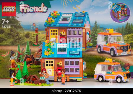 Billund, Denmark - February 1, 2024: Lego Friends Mobile Tiny House Stock Photo