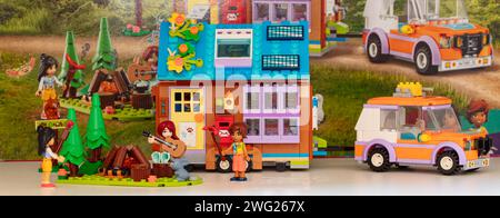 Billund, Denmark - February 1, 2024: Lego Friends Mobile Tiny House Stock Photo