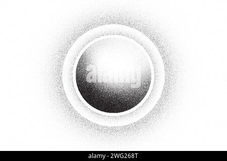 Dotwork 3D Spheres background. Black noise stipple dots. Dotted vector Stock Vector