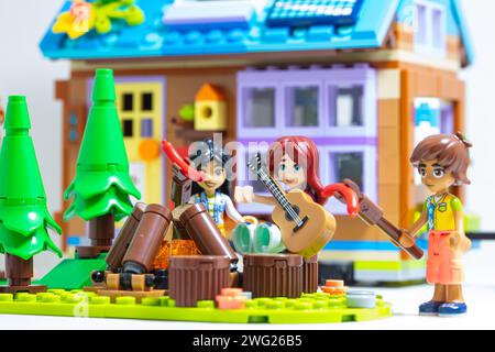 Billund, Denmark - February 1, 2024: Lego Friends Mobile Tiny House Stock Photo