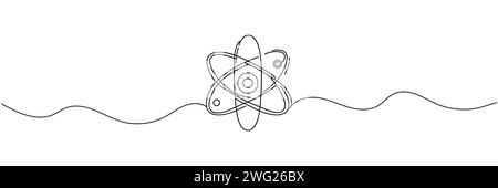 Atom molecule one continuous line design. Decorative elements drawn on a white background Stock Vector