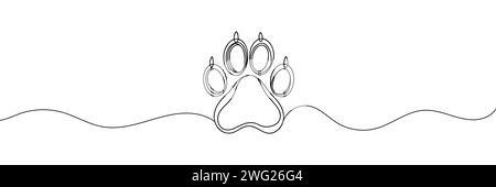 continuous one line dog paw outline drawing vector illustration of ...