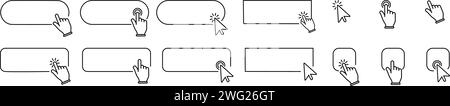 Click Blank Button with pointer clicking. Click cursor set button with hand pointer clicking.  Stock Vector