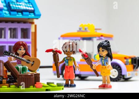 Billund, Denmark - February 1, 2024: Lego Friends Mobile Tiny House Stock Photo